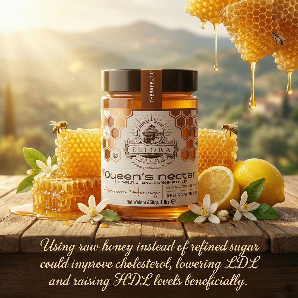 Ellora Farms, Greek Raw Honey, Queens Nectar, Lemon & Orange Blossom, Gift of Honey Cube Pack 450g
