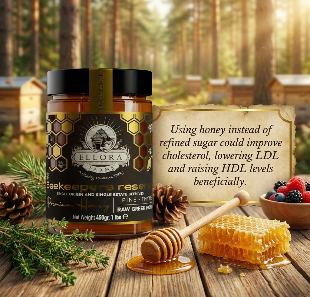 Ellora Farms, Single Estate PDO Greek Raw Honey, Beekeepers Reserve Gift of Honey in TUBE, Pine & Thyme, 450g