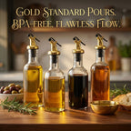 Ellora Farms, Venus Chef Pourer 2 Pk, Venus Chef Pourer, Perfect for Oil, Vinegar or Wines, Snap on Lock, Gold