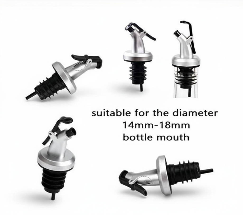 Ellora Farms, Venus Chef Pourer 4 Pk, BPA Free, Designed for Oil, Vinegar, or Dressings, Fits 16 oz bottles