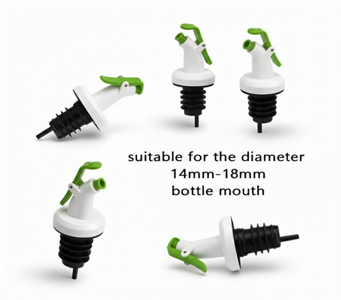 Ellora Farms, RANI Chef Pourer 2 Pk, Venus Chef Pourer, Perfect for Oil, Vinegar or Wines, Snap on Lock, Green