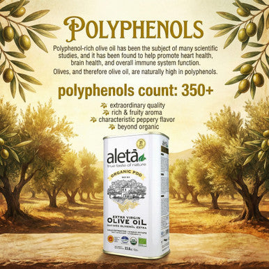 Aleta Organic & Single Estate PDO Extra Virgin Greek Olive Oil, Great Taste Award, 1 Ltr. Tin (33.8 oz.)