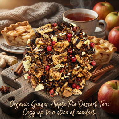 Organic Ginger Apple Pie Tea, Caffeine Free Herbal Infusion, Dessert Tea Collection, 2 oz. Jar