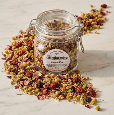 Organic SereniTea, Caffeine Free Herbal Infusion, Wellness Tea, 1.1 Oz Jar