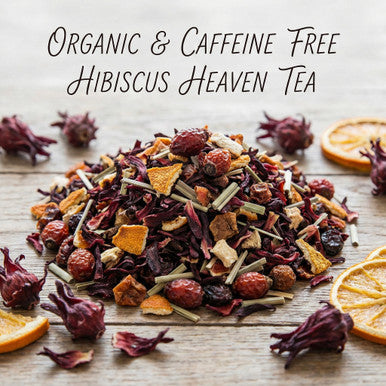 Organic Hibiscus Heaven Tea, Caffeine Free Herbal Infusion, Wellness Tea Collection, 1.5 oz. Jar