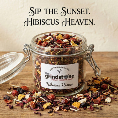 Organic Hibiscus Heaven Tea, Caffeine Free Herbal Infusion, Wellness Tea Collection, 1.5 oz. Jar