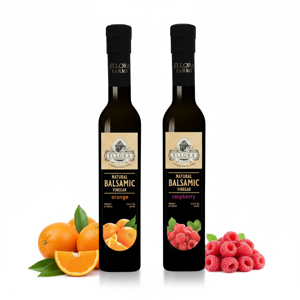 Ellora Farms, Raspberry and Orange Infused Balsamic Vinegar, Combo Pack, Greece, 8.5 oz. Each