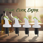 Ellora Farms, RANI Chef Pourer 2 Pk, Venus Chef Pourer, Perfect for Oil, Vinegar or Wines, Snap on Lock, Green