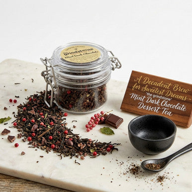 ORGANIC MINT DARK CHOCOLATE, Loose Leaf  Pu-erh Tea & Mint Chocolate, Dessert Tea Collection, 2 oz. Jar