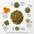 Organic Calming Tea, Caffeine Free Herbal Infusion with Hint of a Mint, 1 oz Jar