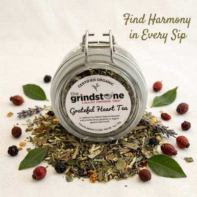 ORGANIC GRATEFUL HEART TEA, Caffeine Free Herbal Infusion, Wellness Tea Collection, 1 oz. Jar