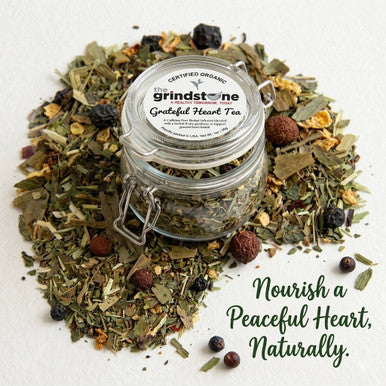 ORGANIC GRATEFUL HEART TEA, Caffeine Free Herbal Infusion, Wellness Tea Collection, 1 oz. Jar