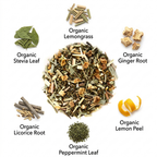 ORGANIC GINGER LEMONGRASS  TEA, Caffeine Free Herbal Tea Infusion, Wellness Tea Collection, 1.5 oz. Jar