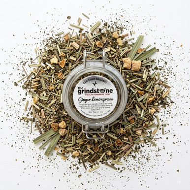 ORGANIC GINGER LEMONGRASS  TEA, Caffeine Free Herbal Tea Infusion, Wellness Tea Collection, 1.5 oz. Jar