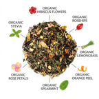 Organic Hibiscus High Tea, Caffeine Free Herbal Infusion, Wellness Tea Collection. 1.5 oz. Jar