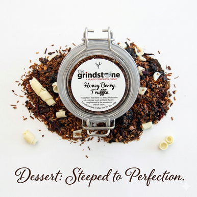 Honey Berry Truffle Tea, Caffeine Free Herbal tea with Hibiscus & White Chocolate, Dessert Tea Collection. 2 oz. Jar