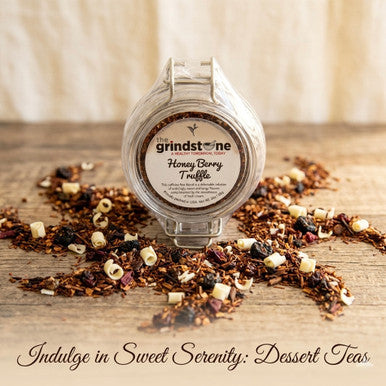 Honey Berry Truffle Tea, Caffeine Free Herbal tea with Hibiscus & White Chocolate, Dessert Tea Collection. 2 oz. Jar