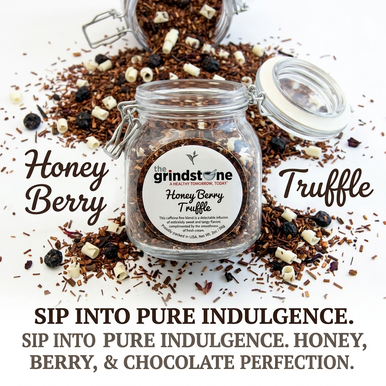 Honey Berry Truffle Tea, Caffeine Free Herbal tea with Hibiscus & White Chocolate, Dessert Tea Collection. 2 oz. Jar