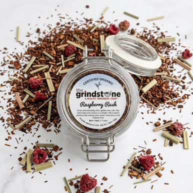 Organic Raspberry Rush Tea, Caffeine Free Herbal Infusion, Dessert Tea Collection, 2 oz. Jar