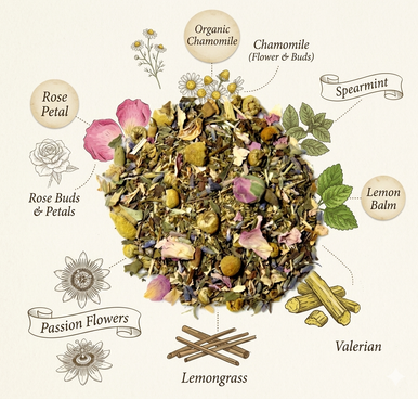 Organic Peace Tea, Caffeine Free Herbal Infusion, Wellness tea collection, 1 oz. Jar