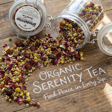 Organic SereniTea, Caffeine Free Herbal Infusion, Wellness Tea, 1.1 Oz Jar