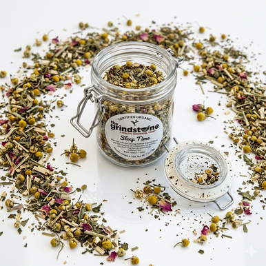 Organic Sleep Time Tea, Caffeine Free Herbal Infusion, Wellness Tea Collection, 1 oz. Jar