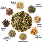 Organic Throat Therapy Tea, Caffeine Free Ginger & Peppermint Herbal Infusion, Wellness Tea Collection, 2 Oz Jar