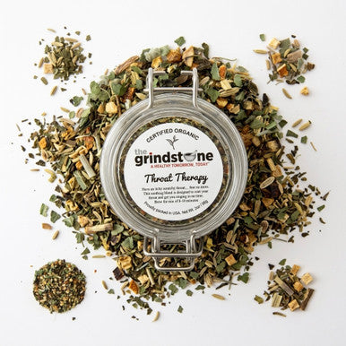 Organic Throat Therapy Tea, Caffeine Free Ginger & Peppermint Herbal Infusion, Wellness Tea Collection, 2 Oz Jar