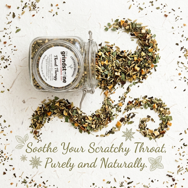 Organic Throat Therapy Tea, Caffeine Free Ginger & Peppermint Herbal Infusion, Wellness Tea Collection, 2 Oz Jar
