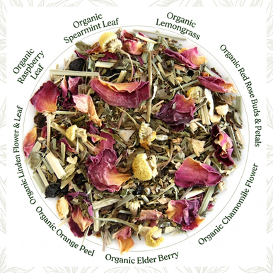 ORGANIC STRESS RELIEF TEA, Caffeine Free Herbal Infusion, Wellness Tea Collection, 1.5 oz. Jar