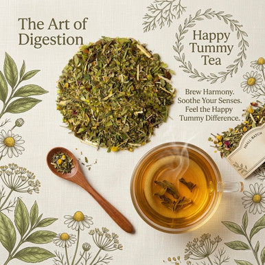 Organic Happy Tummy Tea, Caffeine Free Herbal Infusion, 1 oz Jar