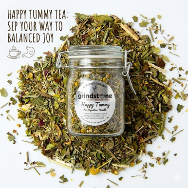 Organic Happy Tummy Tea, Caffeine Free Herbal Infusion, 1 oz Jar