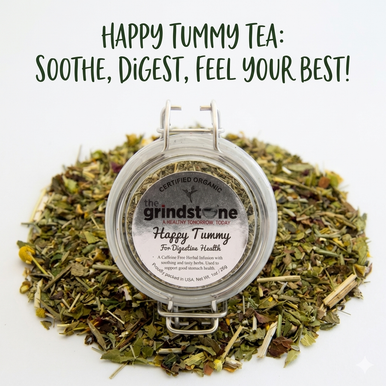 Organic Happy Tummy Tea, Caffeine Free Herbal Infusion, 1 oz Jar