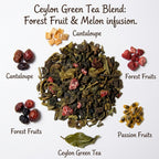 BERRY SENSATION TEA, Ceylon Green Tea With Real Fruit Pieces, Dessert Tea Collection, 2 oz. Jar
