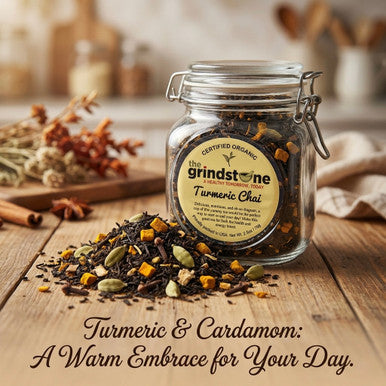 Organic Turmeric Chai Tea, Black Tea with Cardamon, Cloves, Cinnamon, & Turmeric Root, Wellness Tea Collection, 2.5 oz.
