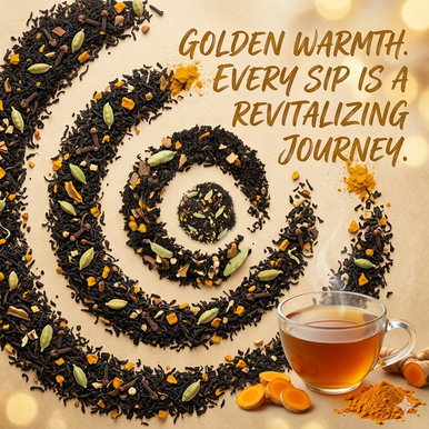 Organic Turmeric Chai Tea, Black Tea with Cardamon, Cloves, Cinnamon, & Turmeric Root, Wellness Tea Collection, 2.5 oz.