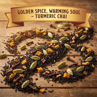 Organic Turmeric Chai Tea, Black Tea with Cardamon, Cloves, Cinnamon, & Turmeric Root, Wellness Tea Collection, 2.5 oz.