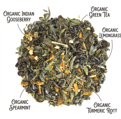 Organic Turmeric Green Tea, Whole leaf Green Tea with Turmeric Root, Wellness Tea Collection, 2 oz. Jar