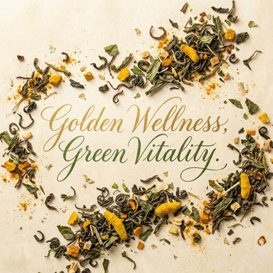 Organic Turmeric Green Tea, Whole leaf Green Tea with Turmeric Root, Wellness Tea Collection, 2 oz. Jar
