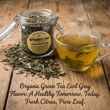 Organic Earl Grey Green Tea, Loose leaf tea with Bergamot, 2 oz. Jar