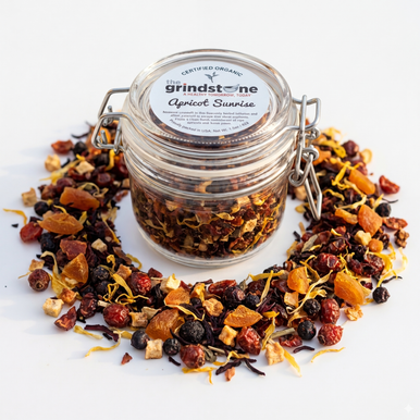 Organic Apricot Sunrise Tea, Caffeine Free Dessert Collection Tea, 1.5 oz. In Jar