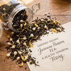 Organic Jasmine Passion Tea, Black & Green Tea with Jasmine Buds, Dessert Tea Collection, 2 oz. Jar