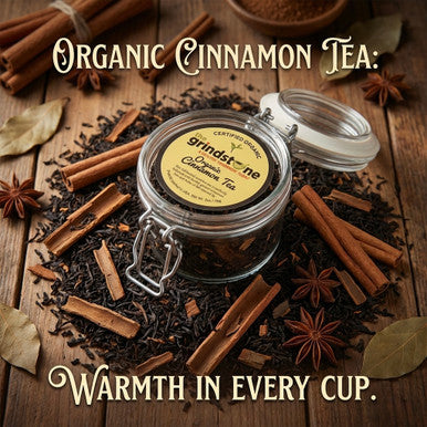 Organic Cinnamon Tea, Ceylon Black Tea with cinnamon spice, Wellness Tea Collection, 2 oz. Jar