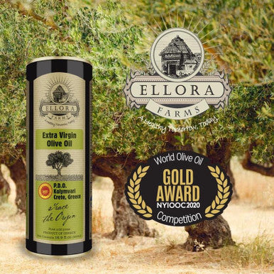 Ellora Farms, Certified PDO Extra Virgin Olive Oil, Traceable and Single Estate EVOO, Harvested in Crete, Greece, 17 oz Tin