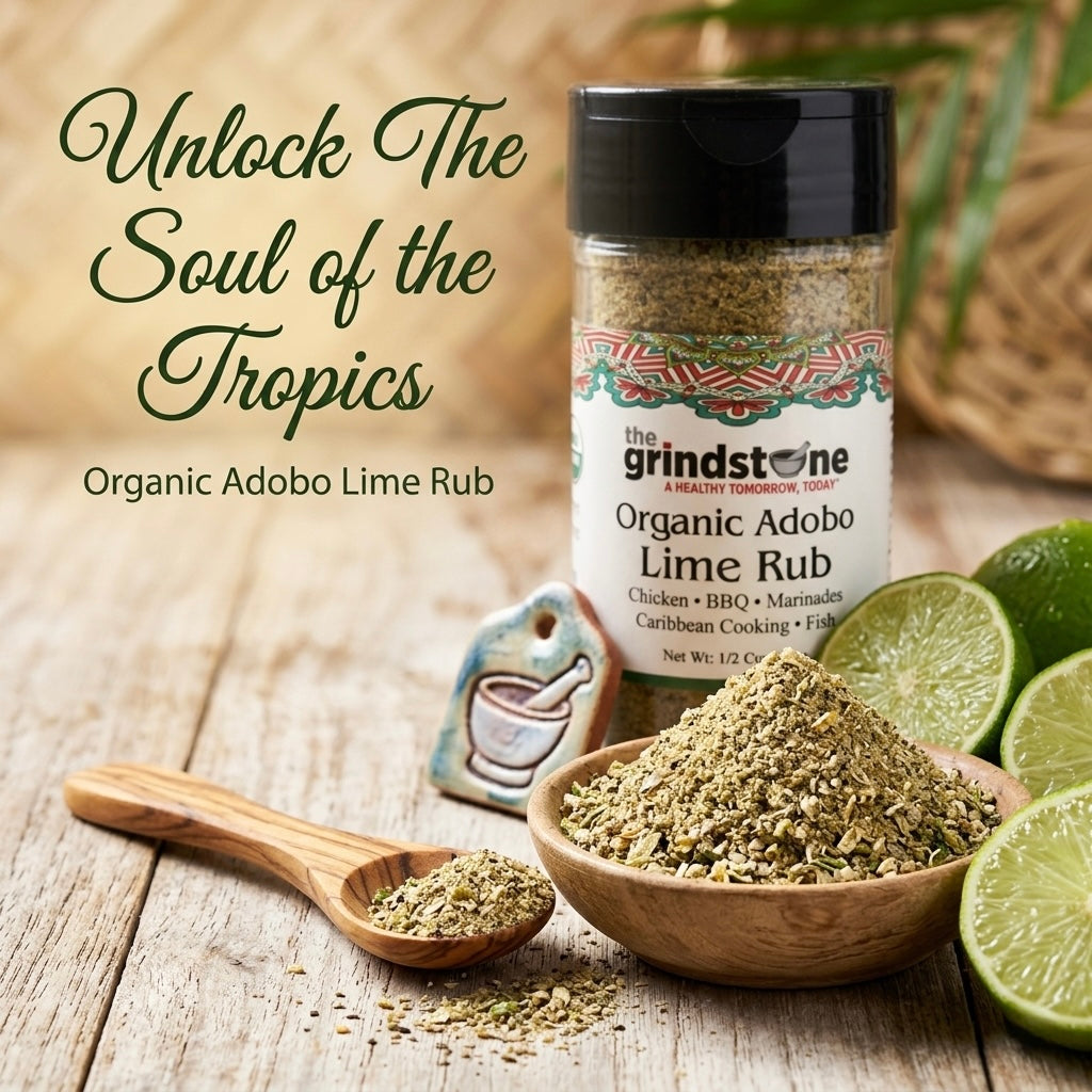 Combo Pack, Organic Adobo Lime Rub & Salt Free Mojo Seasoning, Marinade, Vegetables, Seafood- Tilapia and Salmon, Glass Bottle, Pack of 2