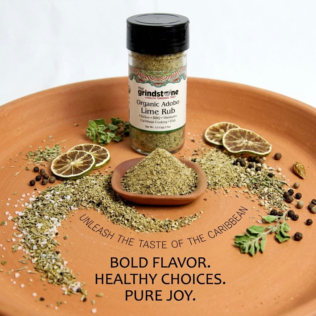 Combo Pack, Organic Adobo Lime Rub & Salt Free Mojo Seasoning, Marinade, Vegetables, Seafood- Tilapia and Salmon, Glass Bottle, Pack of 2