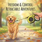 Pawspire Signature Retractable Leash, Smooth One-Touch Locking, Ergonomic Grip, 3M (10 feet) Heavy-Duty Nylon Strip, (Yellow)