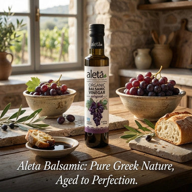 Aleta Organic, Plain Aged Balsamic Vinegar, No-Added Sugar, No-Preservatives, Great Taste Award Winner, Glass Bottle, 8.45 oz.