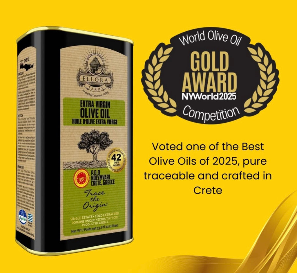 Aleta Organic & Ellora PDO Kolymvari Single Eatate Greek Extra Virgin Olive Oil, 1 Ltr Combo
