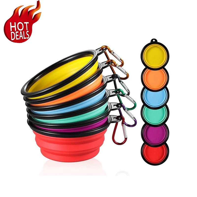 Dog Water Bottle and Collapsible Bowl, 2 in 1 Pet Food Container, Portable Water Bowl for Walking, Traveling, Camping Hiking (Red)
